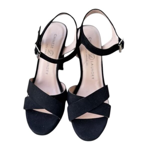 Chinese Laundry "Always Platform" black open toe sandals size 7 - Picture 2 of 5